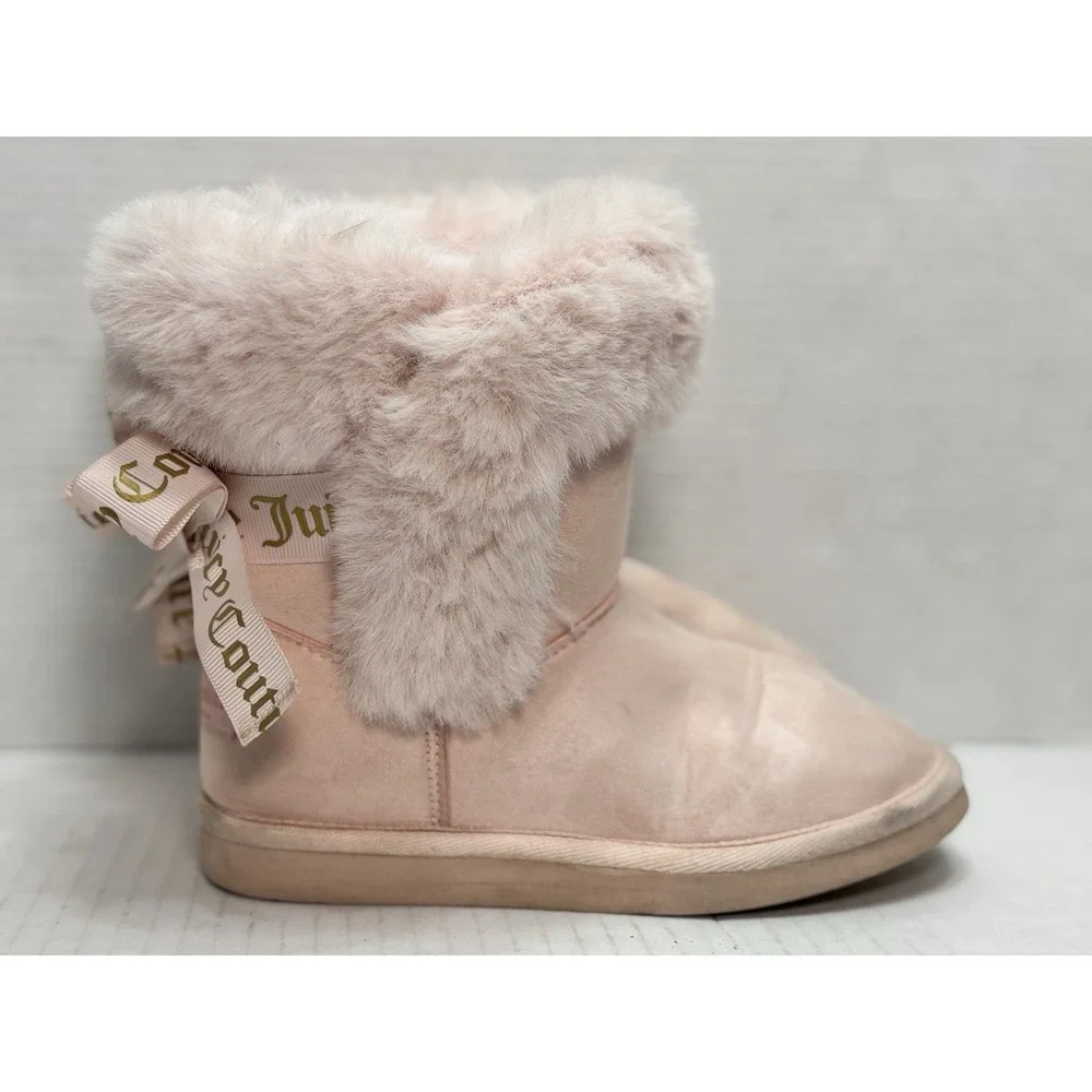 Juicy Couture Kids King Faux Fur Boots Pink Bow Winter Boots Size 1